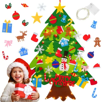 DIY Éreztem, karácsonyfa LED Új Évet Gyerekek Ajándékot, Játékokat Ajtó Falon Lógó Díszek, Karácsonyi Dekoráció, Otthon Navidad