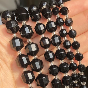 6 8 10mm Csiszolt Fekete Agates Kő Gyöngyök Olajbogyó Alakú Természetes Laza Ásványok, Gyöngyök DIY Ékszer Készítés Karkötő Kiegészítők