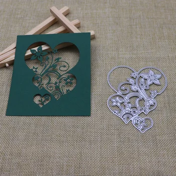 Szív Keret Virág Csipke Esküvői fémforgácsolási Meghal Stencil Meghalni Vágott DIY Scrapbooking Album Papír Kártya Dombornyomás
