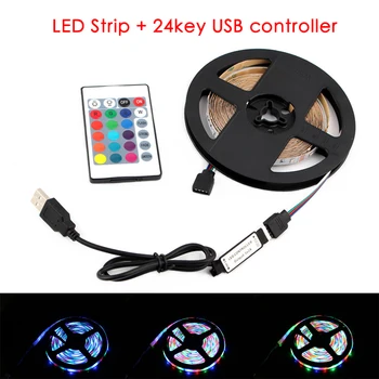 5V-os RGB LED Szalag Light NEM Vízálló SMD 2835 60ledS/M 5 V USB led szalag rgb 5m Wram Fehér TV Bcaklight lakberendezés