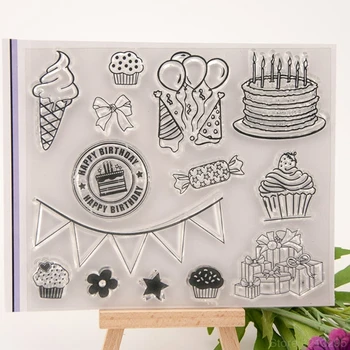 Boldog Születésnapot Tiszta, Átlátszó Szilikon Bélyegző DIY Scrapbooking Kézműves Kártya 15*13,5 cm-es W215