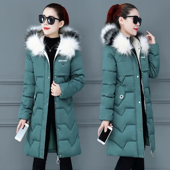 2022 téli női hosszú télikabát tömör, vastag kabát túlméretes slim kapucnis szőrme gallér hivatal a női kabát outwear abrigo mujer invierno