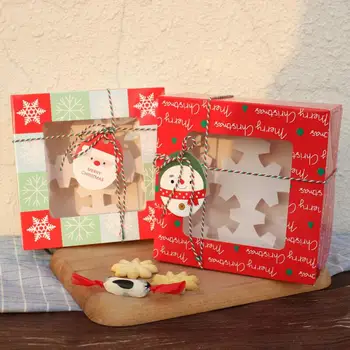 Karácsonyi dekoráció 4 szem Karácsonyi torta doboz sütit nugát csokoládé, ajándék csomagolás LX8404
