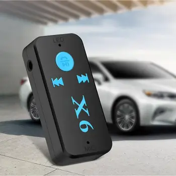 X6 Vezeték Nélküli Bluetooth5.0 Audio Sztereó Receiver Autóskészlet Adapter 3,5 mm-es AUX Kihangosító Autóskészlet Támogatás TF Kártyával A2DP Mp3